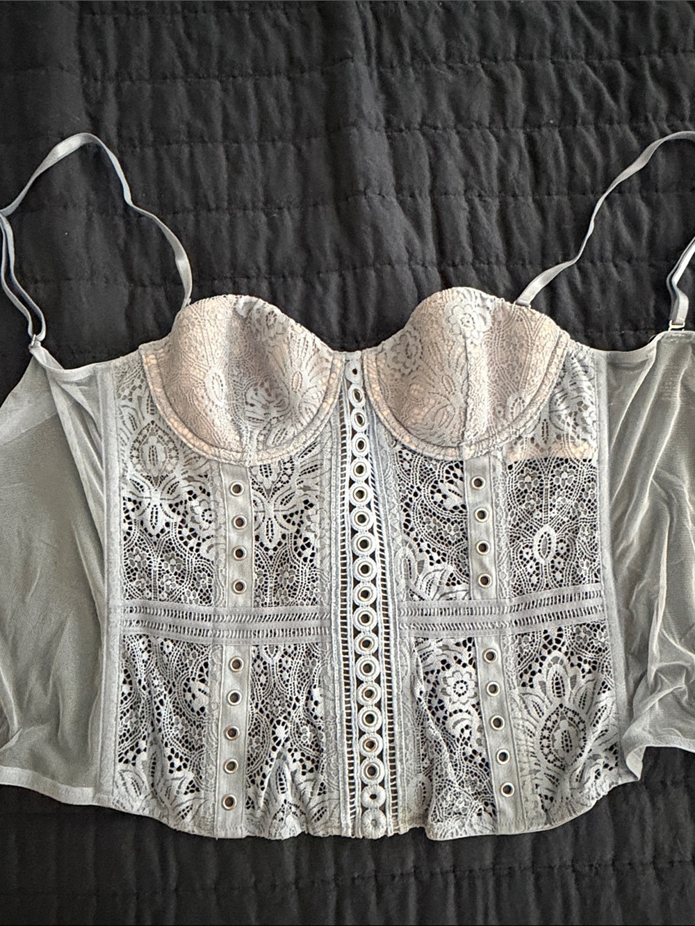Victoria's Secret Lace Bustier Camisole in Light Gray